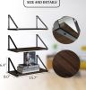 Floating Shelves Rustic Wood Wall Shelf, Small Bookshelf for Living Room, Office, Bedroom, with Metal Bracket