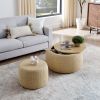 Round Storage Ottoman, Woven rattan (25"x25"x14.7")