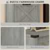 Vertical Filing Cabinet with 3 Drawers, Rustic Farmhouse Office Storage Cabinet for A4, Letter Size, Stone Grey