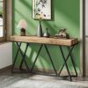 140cm Country Style Console Table Wooden Entrance Hall Sofa Table Rustic Farmhouse Decorative Stand for Living Room