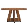 Round Dining Table for 4, 47" Wooden Kitchen Table Farmhouse Dinner Table
