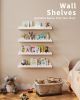 Book Shelves, 4-Pack White Floating Shelves for Wall Kids, Scalloped Shelves