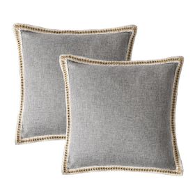 Set Of 2 Throw Pillow Covers Vintage Linen Trimmed Cushion Covers,20in X20in
