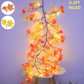 Maple Leaf LED Tree Branch Lights With Remote - 138LED Willow Vine Twig Garland For Wall Decor, 8 Modes, USB Powered String Lights For Indoor Home Bed (Option: 96LED6.2FT)