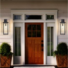 20inch Height Set Of 2 Modern Outdoor Wall Lanterns With Black Metal Frame And Clear Glass, Weatherproof Wall Sconces For Porch, Garage, Or Entryway L (Option: Black)
