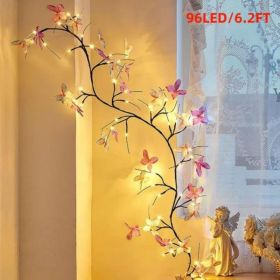 Enchanted Lights With Remote, 18 Branches 144 LEDs Lighted Willow Swag For Wall Decor, Indoor Artificial Plug In Fairy Lights For Bedroom, Living Room (Option: 6.2FT)