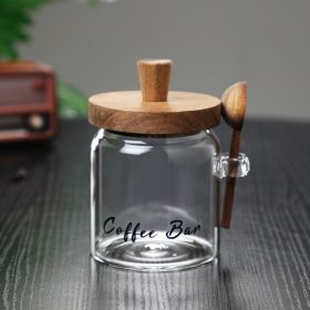 1 Pcs 15 OZ Glass Coffee Jars With Spoons, Candy Jars, Biscuit Jars, Storage Jars, Tea Jars, Snack Jars, Seasoning Jars, Salt Jars, Pepper Jars (Option: Small)