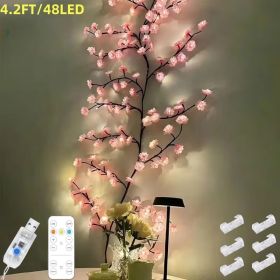 Cherry LED Tree Branch Lights For Wall, Cherry Blossom Willow Vine Twig Decor Garland With 144 LED Lights And Remote,8 Lighting Modes,Christmas Decora (Option: 4.2FT)