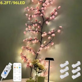 Cherry LED Tree Branch Lights For Wall, Cherry Blossom Willow Vine Twig Decor Garland With 144 LED Lights And Remote,8 Lighting Modes,Christmas Decora (Option: 6.2FT)
