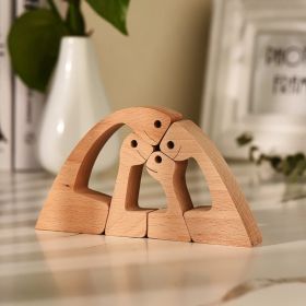 DIY Figurine Wood Dog Ornament Sculpture Home Decoration A Man A Dog Wood Sculpture Christmas Gifts Model Decor (Option: 20style)