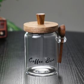 1 Pcs 18.5 OZ Glass Coffee Jars With Spoons, Candy Jars, Biscuit Jars, Storage Jars, Tea Jars, Snack Jars, Seasoning Jars, Salt Jars, Pepper Jars (Option: Middle)