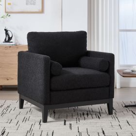 35.4 "Wide Modern Farmhouse Performance Accent Chair with Black Finish Legs (Color: as Pic)