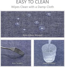 Rectangle Tablecloth Linen Textured Waterproof & Stain Resistant Table Cloth Wrinkle Free Decorative Fabric Farmhouse Table Cover for Dining/Party/Buf (Color: Demin Blue)