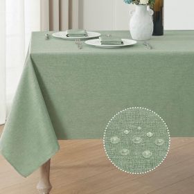 Rectangle Tablecloth Linen Textured Waterproof & Stain Resistant Table Cloth Wrinkle Free Decorative Fabric Farmhouse Table Cover for Dining/Party/Buf (Color: Sage Green)