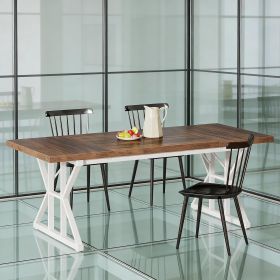 Wood Dining Table, Farmhouse 70.8" Kitchen Table for 6 People (Main Material: Wood, Main Color: Natural Wood)