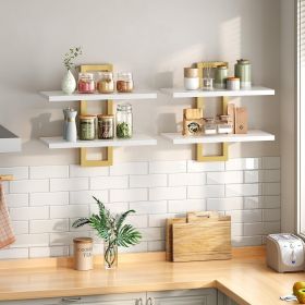 Floating Shelves, 15 Inch Wall Shelf Set of 2, Wall Mounted Storage Shelves 2-Tier, Hanging Bathroom Shelves, for Living Room, Bedroom, Bathroom (Shape: Rectangular)