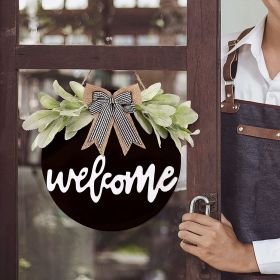 Welcome Wreath Sign for Front Door (Color: Black)