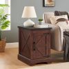 Rustic Farmhouse End table or Nightstand with Barn Door and Adjustable Storage Shelf