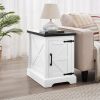Rustic Farmhouse End table or Nightstand with Barn Door and Adjustable Storage Shelf