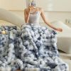 Ultra Soft Luxury Fluffy Faux Rabbit Fur Throw Blanket, Thick Warm Bubble Throw for Bed, Cozy Plush Reversible Blankets for Couch, Chair, Sofa