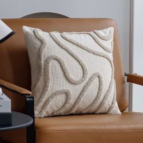 Tufted Nordic throw pillow cover, 18x18 inch (Color: Bone)