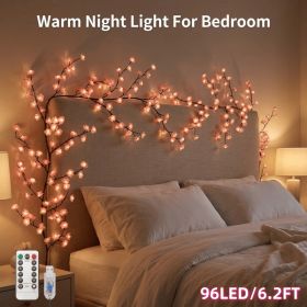 LED Tree Branch Lights For Wall, Cherry Blossom Lights Vine Lights With Remote And 8 Lighting Modes Cherry Blossom Garland Willow Vine For Bedroom Ind (Option: 96LED6.2FT)
