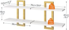 Floating Shelves, 15 Inch Wall Shelf Set of 2, Wall Mounted Storage Shelves 2-Tier, Hanging Bathroom Shelves, for Living Room, Bedroom, Bathroom