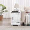 Rustic Farmhouse End table or Nightstand with Barn Door and Adjustable Storage Shelf