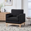 35.4 "Wide Modern Farmhouse Performance Accent Chair with Natural Wood Legs