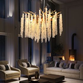 24-inch Modern Golden Pendant Light With Cascading Crystal Strands, Ideal For Living Room, Dining Room And Foyer, High-End Decorative Lighting (Option: Gold)