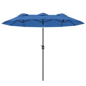 Double-sided Patio Umbrella, 9.5 Outdoor Umbrella With Push Button Tilt And Crank, 3 Air Vents And 12 Ribs, Navy Blue (Option: Navy blue)