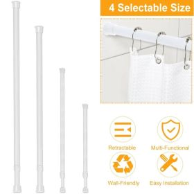 Tension Curtain Rod Spring Load Adjustable Curtain Pole Heavy-Duty Steel 4 Sizes For Bathroom (Option: 200cm)