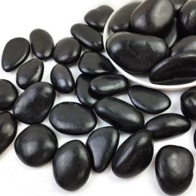 38lbs Black Pebbles For Plants, 2-3 Inch High Polished Natural Large River Rocks For Landscaping, Decorative Stones Vase Filler Fish Tank Aquariu (Option: 38lbs)