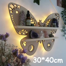 Wooden Wall Shelf Home Decoration Organizer - Bedroom, Room Decor, Storage Rack, Wall-mount Display Shelves (Color: Log Butterfly)