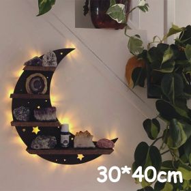Wooden Wall Shelf Home Decoration Organizer - Bedroom, Room Decor, Storage Rack, Wall-mount Display Shelves (Color: moon)