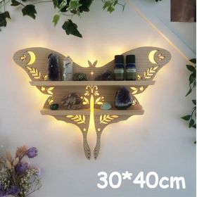 Wooden Wall Shelf Home Decoration Organizer - Bedroom, Room Decor, Storage Rack, Wall-mount Display Shelves (Color: Log color moth)