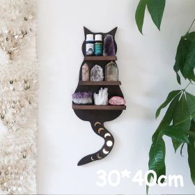 Wooden Wall Shelf Home Decoration Organizer - Bedroom, Room Decor, Storage Rack, Wall-mount Display Shelves (Color: Kitty)
