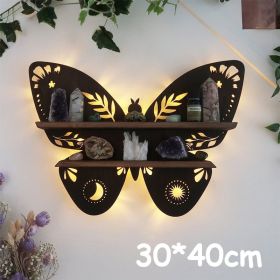 Wooden Wall Shelf Home Decoration Organizer - Bedroom, Room Decor, Storage Rack, Wall-mount Display Shelves (Color: butterfly)