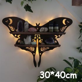 Wooden Wall Shelf Home Decoration Organizer - Bedroom, Room Decor, Storage Rack, Wall-mount Display Shelves (Color: moth)