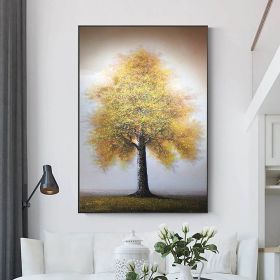 Hand Painted Oil Painting Original Tree Painting on Canvas Large Abstract Gold Big Tower Tree Landscape Acrylic Oil Painting Modern Living Room W (Style: 01, size: 90x120cm)
