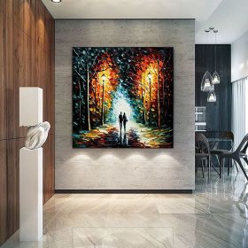 Hand Painted Oil Painting - Original Romantic Cityscape On Canvas - Large Wall Art - Abstract Colorful Forest Painting - Tree Painting (Style: 01, size: 120x120cm)