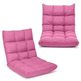 14-Position Adjustable Folding Lazy Gaming Sofa (Color: Pink)
