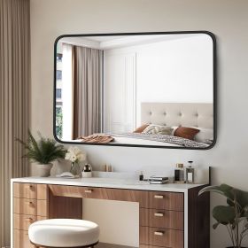 Large Rectangle Vanity Framed Mirror for Wall - Matte Metal Framed 30x40 Inch Modern Mirror - Tempered Glass For Living Room, Bedroom, Bathroom (size: 24X36IN)