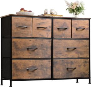 Dresser for Bedroom with 8 Drawers, Wide Fabric Dresser for Storage and Organization, Chest of Drawers, Dressers for Living Room, Closet, Hallway (Color: Brown)