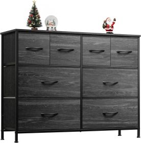 Dresser for Bedroom with 8 Drawers, Wide Fabric Dresser for Storage and Organization, Chest of Drawers, Dressers for Living Room, Closet, Hallway (Color: wood black)