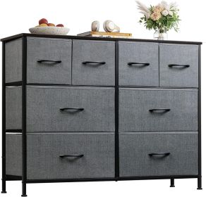 Dresser for Bedroom with 8 Drawers, Wide Fabric Dresser for Storage and Organization, Chest of Drawers, Dressers for Living Room, Closet, Hallway (Color: Grey)