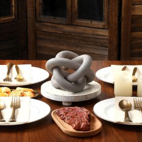 3 Link Wood Knot Rustic Home Décor Accents Hand Carved Coffee Table Decoration, Chain Link Decoration, Modern Shelf (Color: Gray)