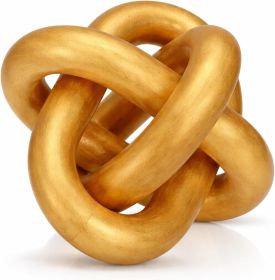 3 Link Wood Knot Rustic Home Décor Accents Hand Carved Coffee Table Decoration, Chain Link Decoration, Modern Shelf (Color: Gold)