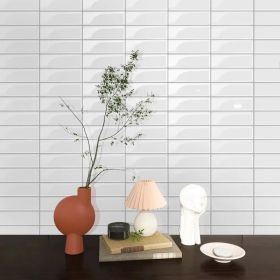 Pure White 3D Self-adhesive PVC Backsplash Wall Tiles, Glossy - Waterproof Floor Tiles for Kitchen and Bathroom - 10"x10" (10 Pieces) (Option: 1)